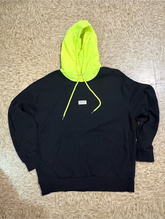 Five CM Other - Black Hoodie with Neon Yellow Hood and Drawstrings by
